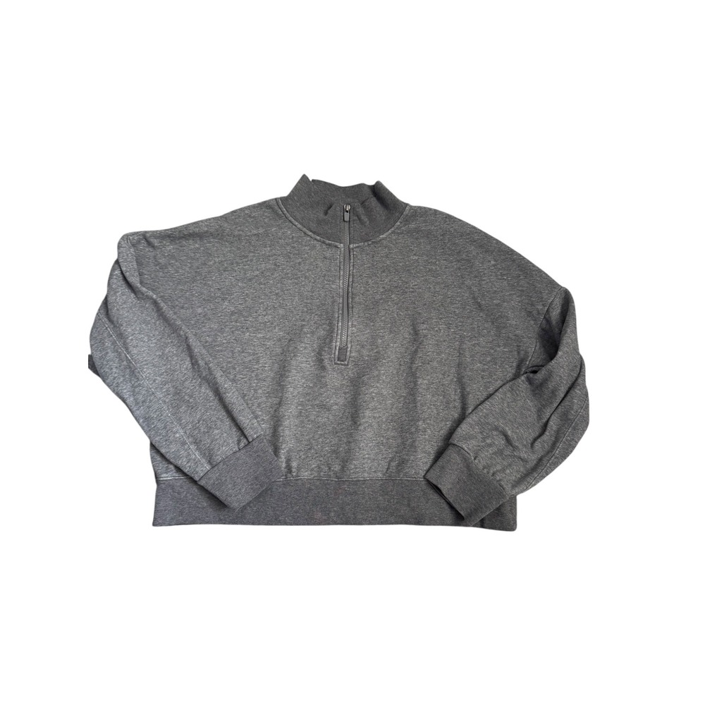 Fabletics Womens Catarina Mock Neck Half Zip Pullover‎ Gray Crop Sweatshirt XXL